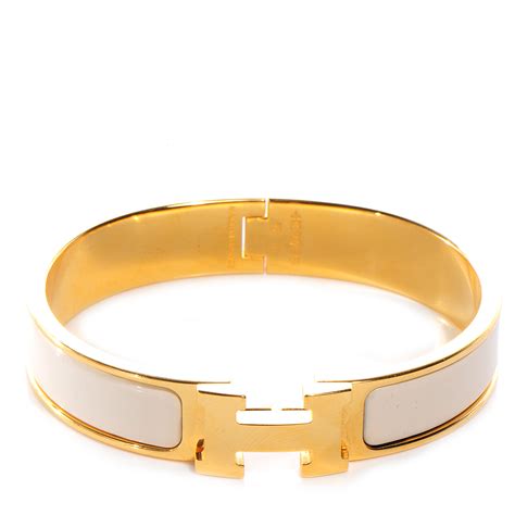 hermes white enamel clic h narrow bracelet